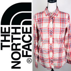 North Face Red Plaid Flannel Button Down NWOT Med